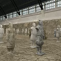 Numerous Terracotta Warriors Standing Arranged In Indoor Exhibition Hall Ground