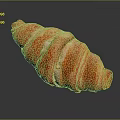 Freshly Baked Golden Croissant with Buttery Flaky Layers and Shiny Surface on Dark Background