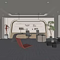 Modern Office Interior With Spacious Layout Large Windows Sofa Green Plant And Artwork