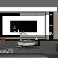 Modern Living Room Interior With Sofa Coffee Table TV Wall And Decorative Artwork