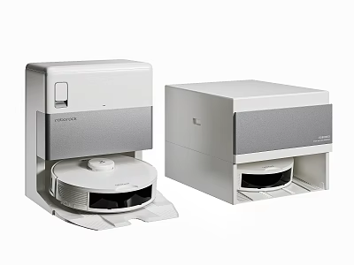 Intelligent Robotic Vacuum Bases With Automatic Dust Collection And White Gray Dual Units 3d model