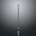 Outdoor Street Lamp With Blue Lampshade And Metal Pole Design