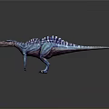 Blue and Purple Striped Sail Backed Dinosaur 3D Model in Standing Pose