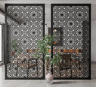 New Chinese-style partition screen partition 3d model