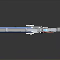 Sci Fi Character Weapon With Blue And Gray Mechanical Structure And Glowing Blue Accents 3d model