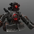 Mechanical Sci Fi Robot Character Featuring Red Glowing Eyes And Heavy Metal Armor Structure 3d model