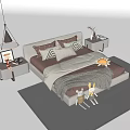 Cozy Modern Kids Bed Setup With Soft Bedding And Decorative Side Tables 3d model