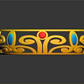 Golden Bracelet With Intricate Patterns And Colored Gemstones Red Blue
