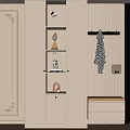 Modern Minimalist White Shoe Cabinet With Open Shelves Decorative Items Hanging Coat Rack And Bench