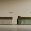Elegant Modern Bar Counter Design With Two Different Material Countertops And Top Green Plants