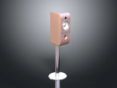 Modern Rose Gold Vertical Electronic Speaker With Metal Stand And Stable Base 3d model