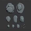 Natural Wood And Stone Decorative Pieces With Various Sizes And Natural Textures