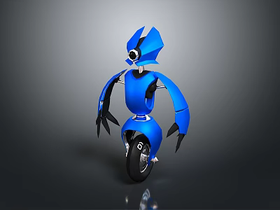 Game And Movie Character Blue Robot With Single Wheel Design And Sci Fi Appearance 3d model