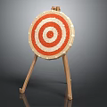 Sports Equipment Target with Red White Circles on Wooden Tripod Stand