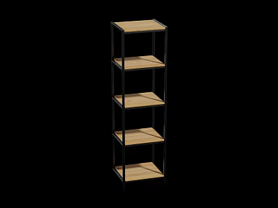 Modern Metal Frame Storage Shelf Unit With Five Wooden Shelves For Home Organization 3d model
