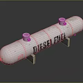 White Cylindrical Diesel Fuel Tank with Supports and Industrial Design