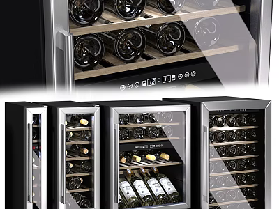 Modern Stainless Steel Wine Cooler With Glass Door And Wine Bottle Storage 3d model