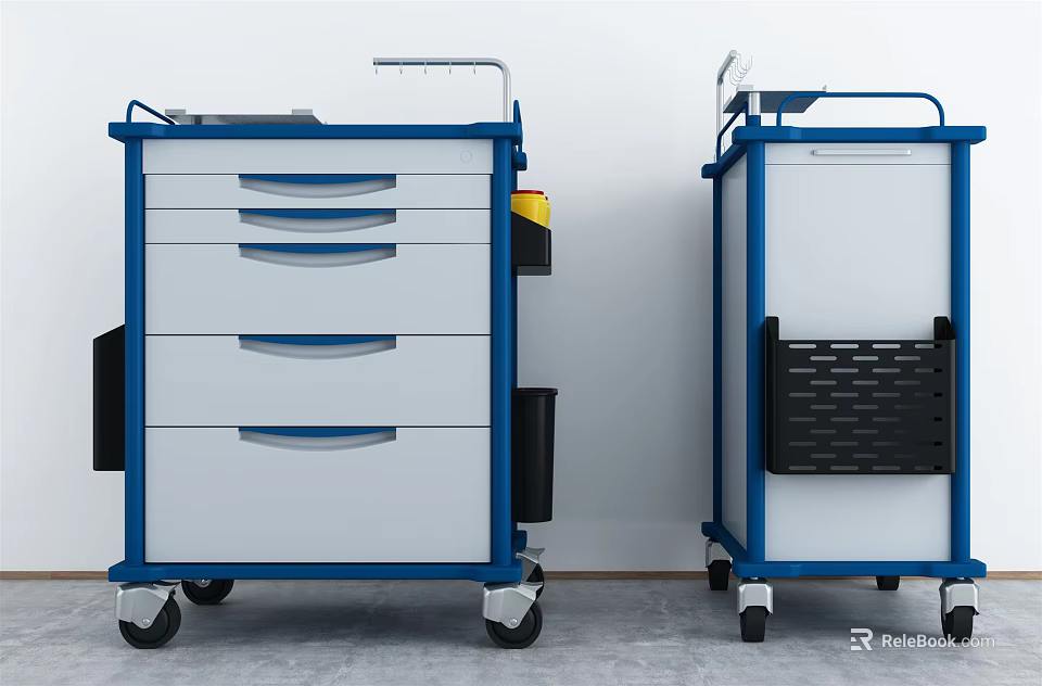 Modern Entryway Cabinet And Side Cabinet With Multiple Drawers Blue White Mobile Storage Design 3d model 