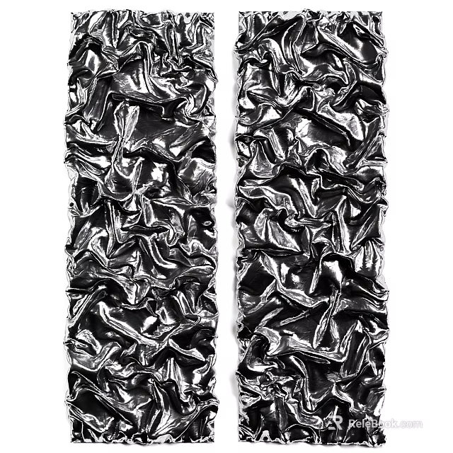 Long Silver Textured Crinkled Decorative Wall Hangings For Home Decor 3d model 