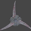 Industrial Equipment With Mechanical Geometric Design Gray Metallic Body And Bladed Components