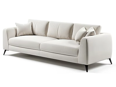 Modern Beige Two Seater Sofa With Soft Cushions And Black Legs 3d model