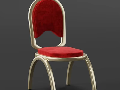 Modern Dining Chair with Red Upholstered Seat and Backrest and Curved Metal Frame 3d model