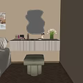 Modern Dressing Table Simple Dressing Table Dressing Stool Mirror Cosmetic Ornament Combination 3d model
