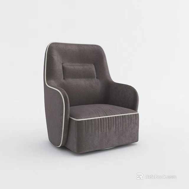 Modern Dark Gray Velvet Single Sofa With Armrest And Stitched Base Design 3d model
