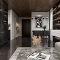 Modern Luxury Open Concept Dining Living Room With Sofa Coffee Table TV Wall And Lighting