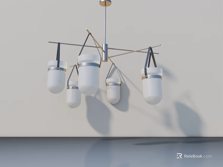 Modern Hinged Door In White Interior With Pendant Light Fixture 3d model