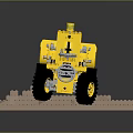 Yellow Lego Forklift Model With Large Black Wheels And Brick Construction Base 3d model
