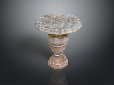 Decorative Stone Pedestal With Round Top And Tiered Rustic Base Design 3d model