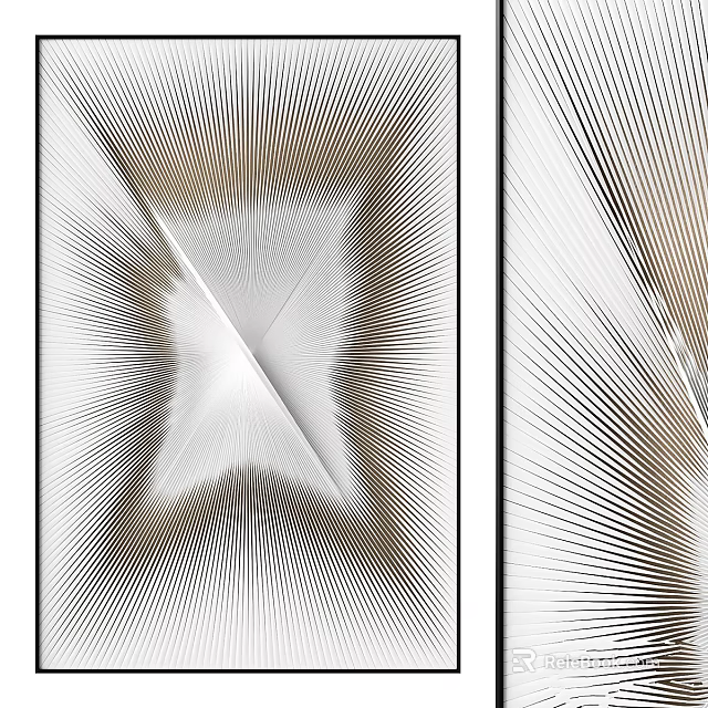 Elegant Modern Photo Frame With Geometric Lines And Metallic Texture Design 3d model 