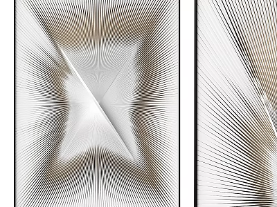 Elegant Modern Photo Frame With Geometric Lines And Metallic Texture Design 3d model