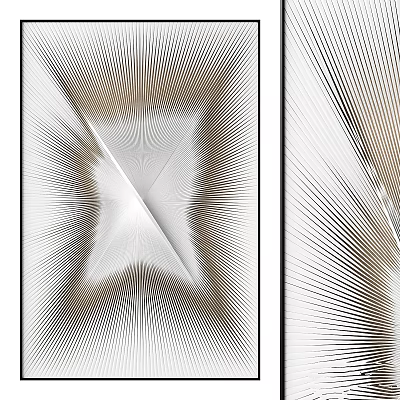 Elegant Modern Photo Frame With Geometric Lines And Metallic Texture Design 3d model