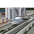 Modern Light Rail Platform Station Platform Station Supporting Street Commercial High-rise Residential Building Street Commercial Apartment Building Commercial Inner Street Subway Platform Viaduct Office 3d model