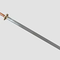 Traditional Ancient Sword With Silver Sharp Blade And Gold Red Decorative Hilt