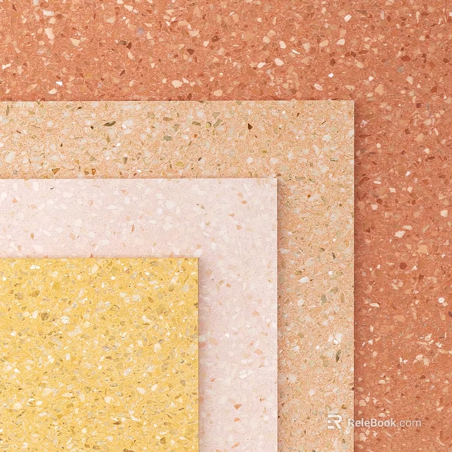Various Colored Terrazzo Panels With Natural Aggregates For Interior Design 3d model 