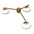 Modern Gold Metal Chandelier With White Oval Shades And Multiple Lights