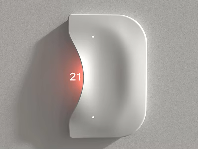 Modern White Curved Wall Light With Red Illumination And Digital Display 21 3d model