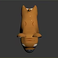 Cute Orange Dog Shaped Doll with Big Ears Blue Eyes and Cartoon Style Smooth Surface