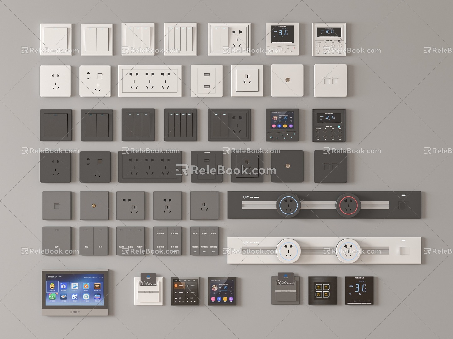 Modern switch socket combination model