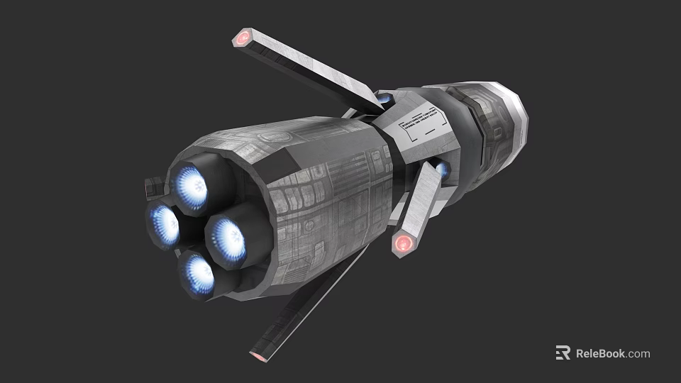Futuristic Weapon 3D Render With Metallic Body And Blue Glowing Engines 3d model 