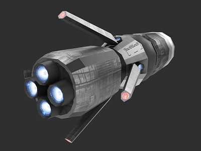 Futuristic Weapon 3D Render With Metallic Body And Blue Glowing Engines 3d model