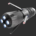 Futuristic Weapon 3D Render With Metallic Body And Blue Glowing Engines