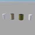 Public Trash Bins With Various Designs Including Wooden And Green Striped Styles