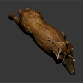 Realistic Brown Deer Sculpture With Large Antlers Standing On Gray Background
