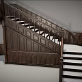 Classic Wooden Spiral Staircase With Carved Railings And Paneled Walls