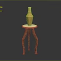 Artistic Golden Vase Sculpture On White Marble Table With Wooden Curved Legs