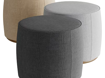 Beige Gray and Dark Gray Fabric Upholstered Ottoman with Modern Simple Design for Living Room 3d model